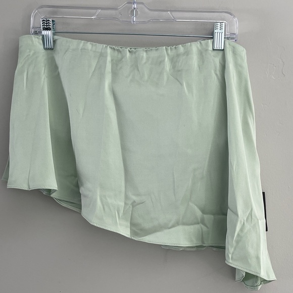 Lulus Sincerely Exceptional Sage Satin Strapless Two-piece Jumpsuit Green - Picture 3 of 8